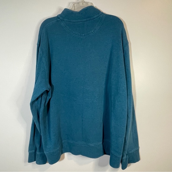 Lands End 1/4 Zip Henley LS Dark Teal Shirt Size XXL - Picture 2 of 3